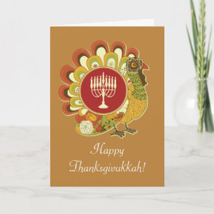 Custom Decorative Turkey Menorah Holiday Card