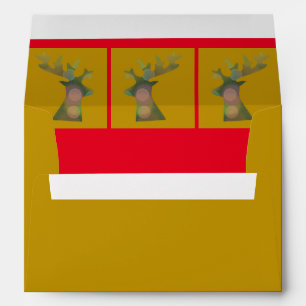Custom Deep Gold and Red Christmas Reindeer Envelope