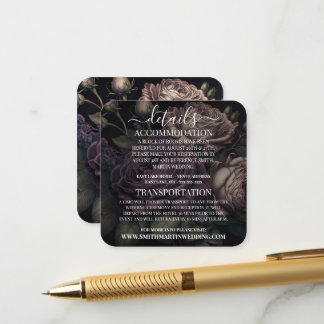 Custom Deep Purple Dusty Pink Rose Details Enclosure Card