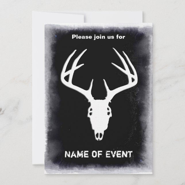 Custom Deer Hunting Skull Invitation (Front)