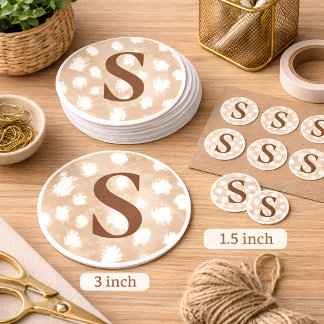 Custom Deer Print Monogram, Woodland Fawn  Classic Round Sticker