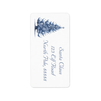 Custom Delft Blue and White Christmas Tree Label