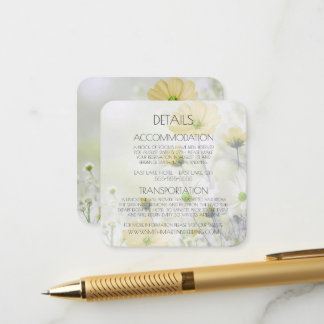 Custom Delicate Yellow Flowers Details Enclosure Card