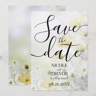 Custom Delicate Yellow Flowers Wedding Save The Date