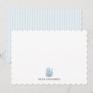 Custom Delphinium Blue Flower Watercolor Thank You Card