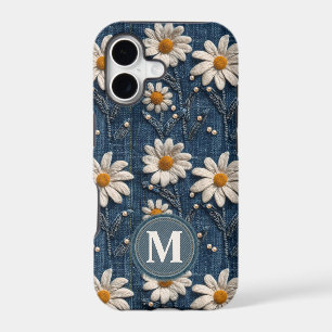 Custom Denim Daisy Initial Phone Case