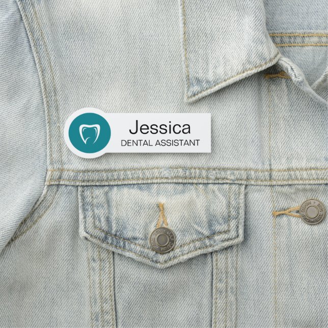 Custom Dental Assistant Name Badge Tooth Logo (In Situ)