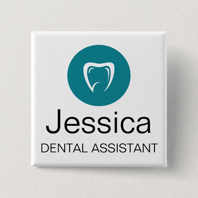 Custom Dental Assistant Name Badge Tooth Logo (Front)