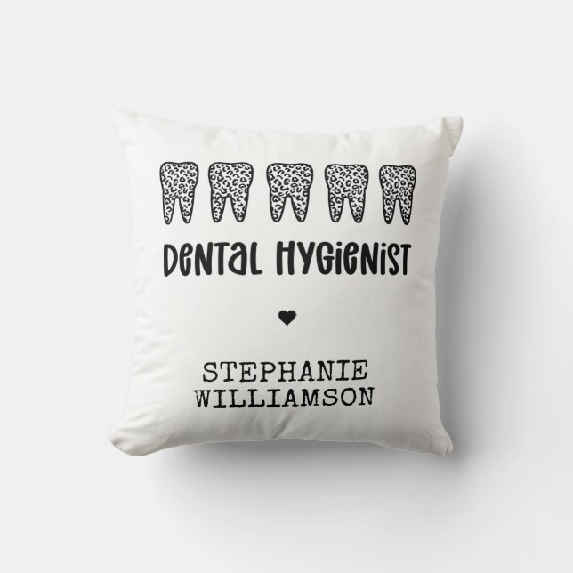 Custom Dental Hygienist Leopard Print Teeth Cushion (Front)