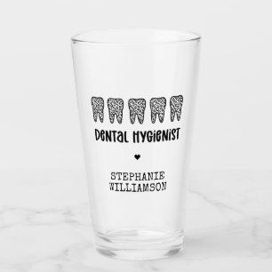 Custom Dental Hygienist Leopard Print Teeth Glass