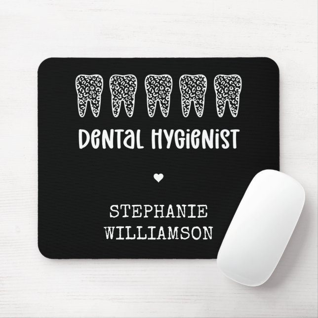 Custom Dental Hygienist Leopard Print Teeth Mouse Pad (With Mouse)