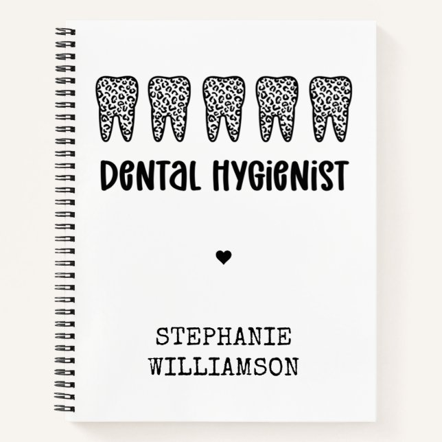 Custom Dental Hygienist Leopard Print Teeth Notebook (Front)