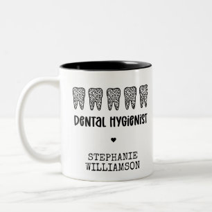Custom Dental Hygienist Leopard Print Teeth Two-Tone Coffee Mug