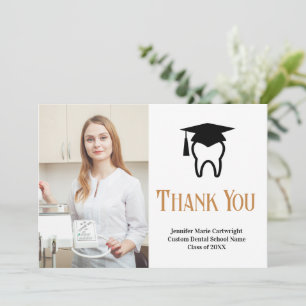 Custom Dental School Graduation Photo Dentist Thank You Card