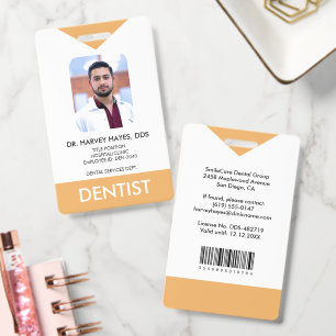 Custom Dentist Dental Medical Staff Orange ID Badge
