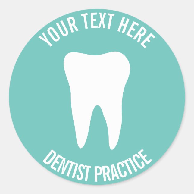 Custom dentist dental office dentistry tooth logo classic round sticker (Front)