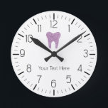 Custom Dentist Office Dental Glitter Tooth Clock<br><div class="desc">The Custom Dentist Office Dental White Tooth Clock makes an affordable investment to liven up your office walls. Your patients will be impressed with your stylish,  modern design sense. This custom clock also serves as a clever marketing tool to highlight your practice every time a patient checks the time!</div>
