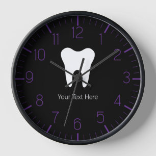Custom Dentist Office Dental White Tooth Clock