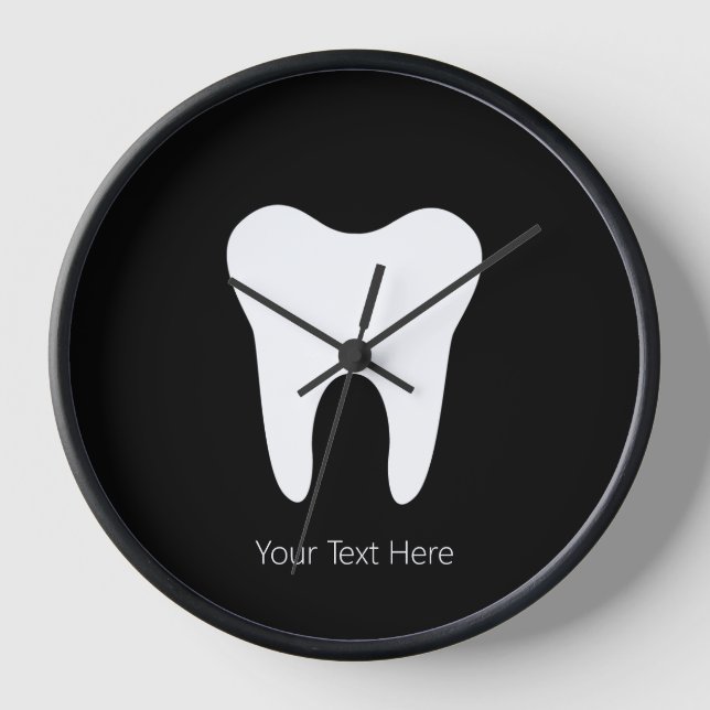 Custom Dentist Office Dental White Tooth Clock  (Front)