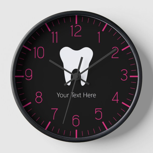 Custom Dentist Office Dental White Tooth Clock  (Front)