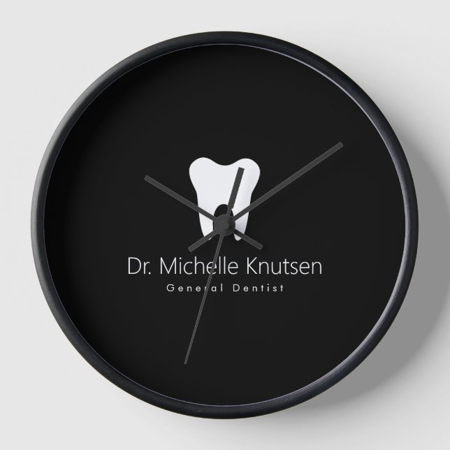 Custom Dentist Office Dental White Tooth Clock  (Front)