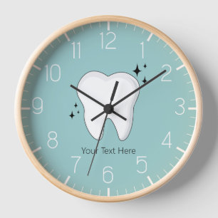 Custom Dentist Office Dental White Tooth Clock 