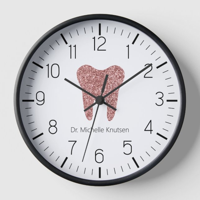 Custom Dentist Office Dental White Tooth Clock  (Front)