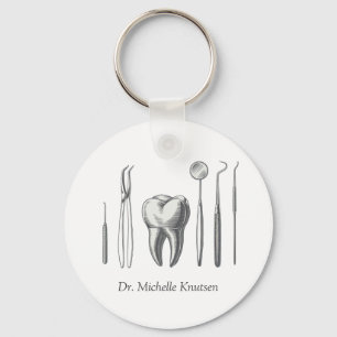 Custom Dentist Office Dental White Tooth  Key Ring