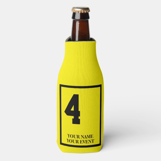 Custom Derby Saddle Blanket Bottle Cooler Yellow 4 (Bottle Front)
