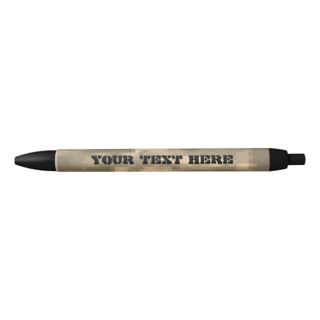 Custom desert brown army camo pixel camouflage black ink pen (Front)