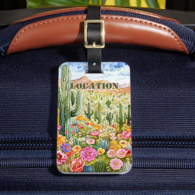 Custom Desert Floral Luggage Tag (Front Insitu 2)