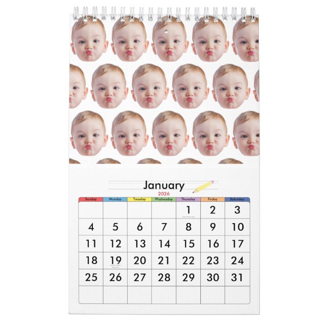 Custom Design Face baby or Family Gift for Memoria Calendar (Jan 2026)