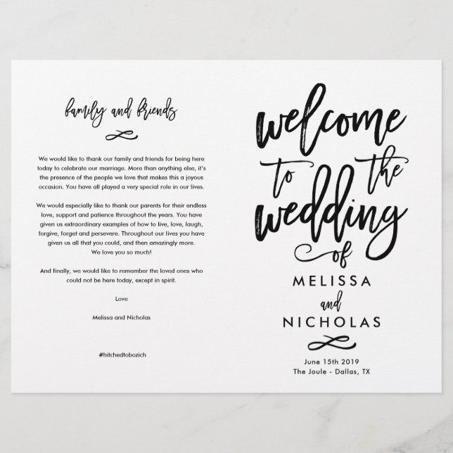 Custom Design- Melissa and Nicholas Program  FINAL (Front)
