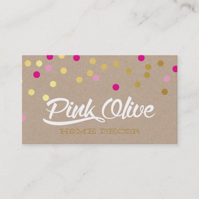 CUSTOM DESIGN - pink olive home decor Business Card (Front)