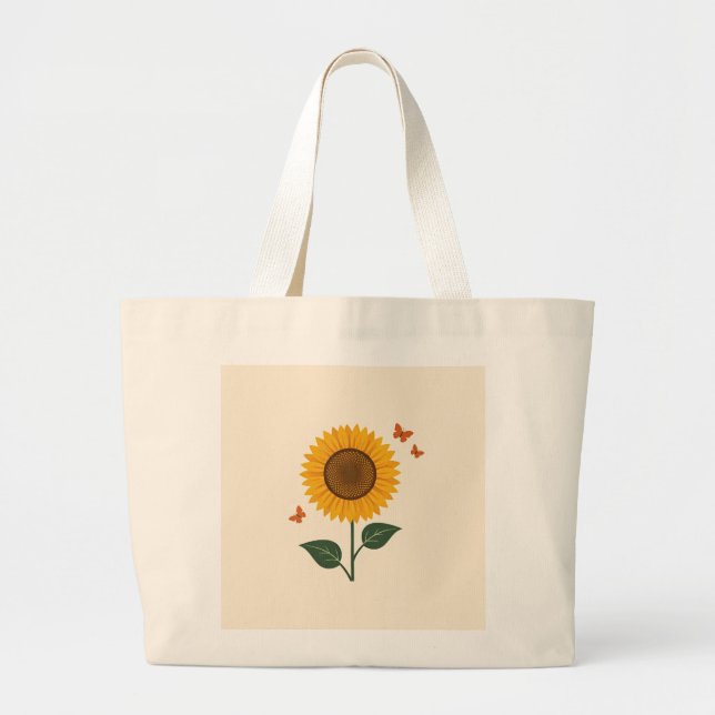 Custom Design Sunflower and Butterfly Tote (Front)