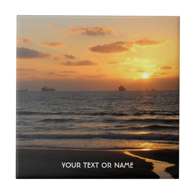 Custom Design With Your Own Photo And Your Text Ceramic Tile (Front)