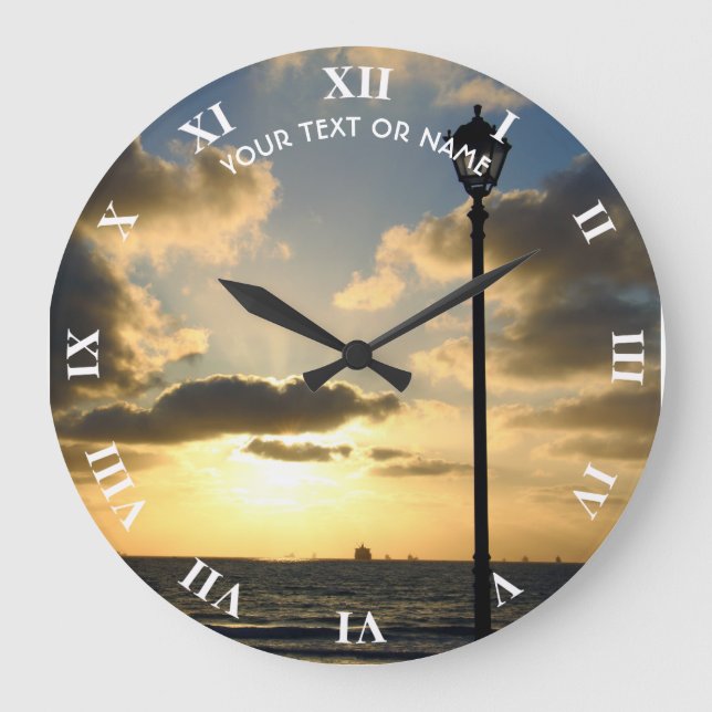 Custom Design With Your Own Photo And Your Text Large Clock (Front)