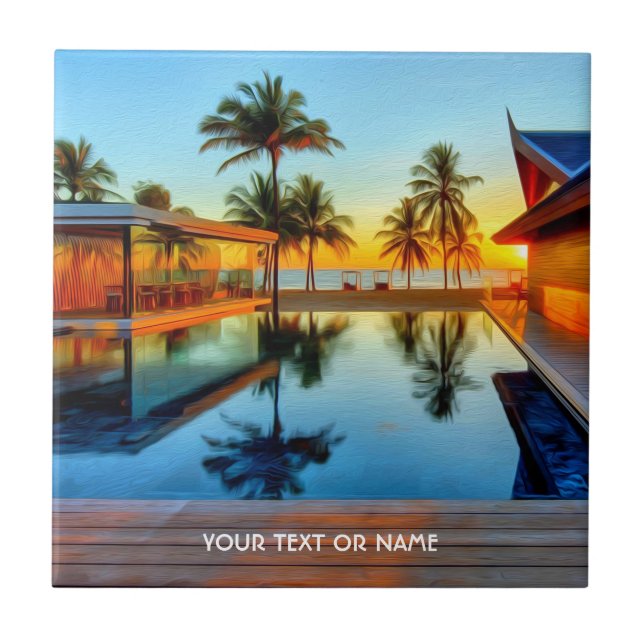 Custom Design With Your Own Text And Your Photo Ceramic Tile (Front)