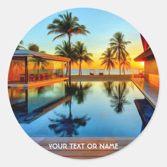 Custom Design With Your Own Text And Your Photo Classic Round Sticker (Front)