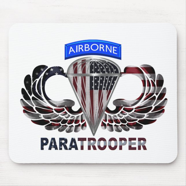 Custom Designed American Airborne Paratrooper Flag Mouse Pad (Front)