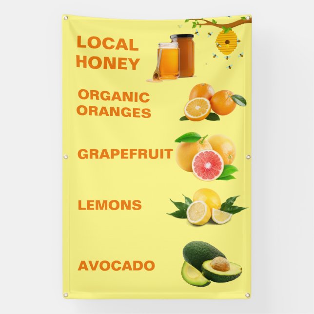 Custom Designed Local Fruit Stand Banner (Vertical)