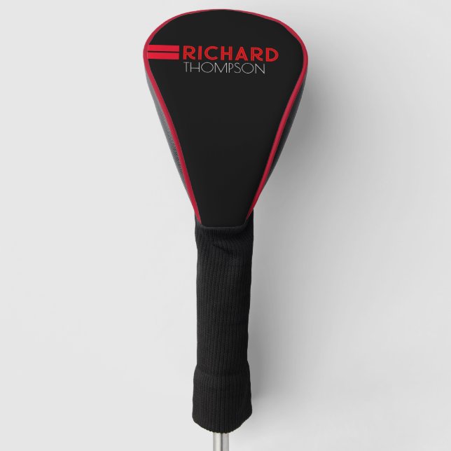 Custom Designed Red Name Golf Head Cover (Front)