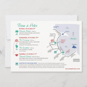 Custom Designed Wedding Day Itinerary Map FOR T&P Invitation