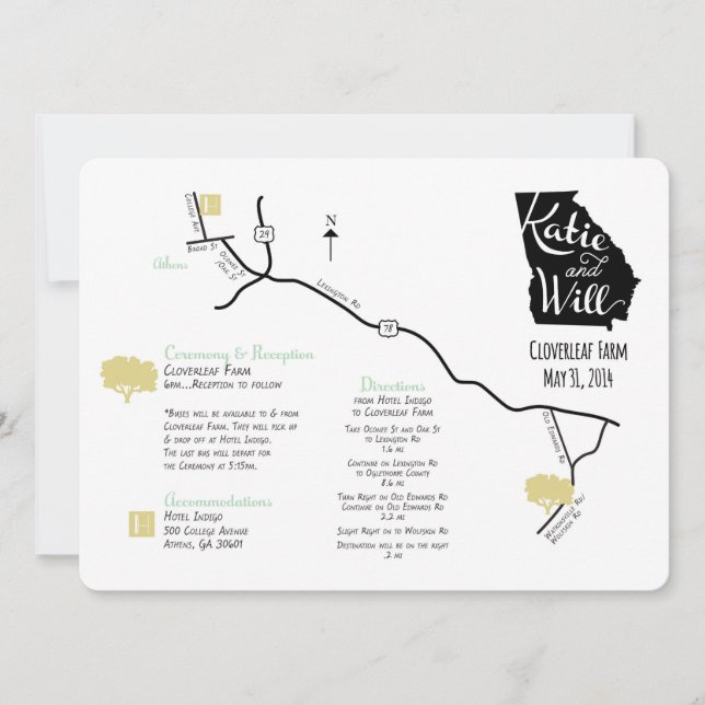 Custom designed Wedding Map Invitation (Front)