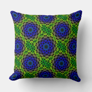 Custom Designer Blue Green Lattice Pattern Pillow