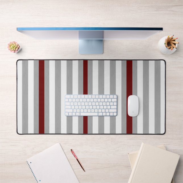Custom Desk Mat  Stripe Grey Burgundy (Office 1)