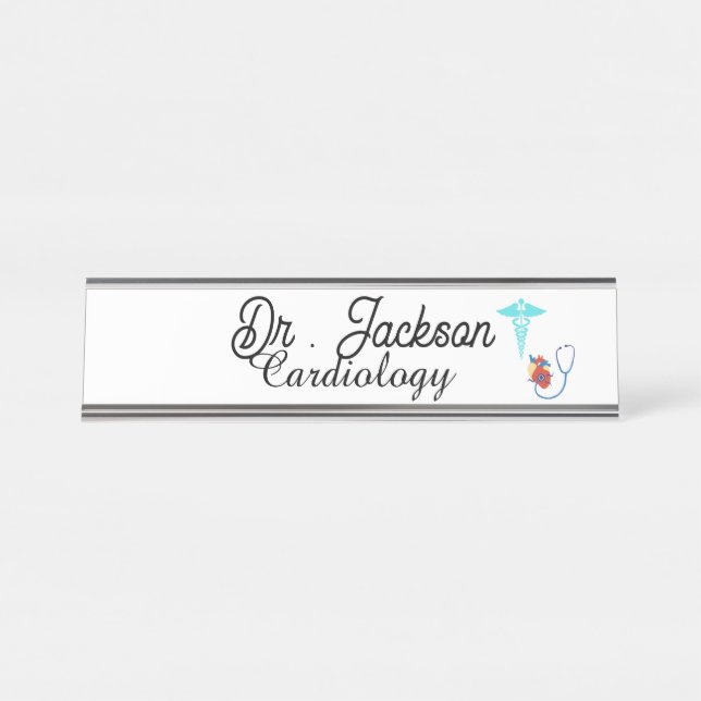 Custom Desk Name Plate for cardiologist  (Front)