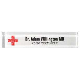 Custom desk name plate for family doctor MD