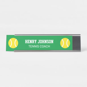 Custom desk name plate for tennis coach