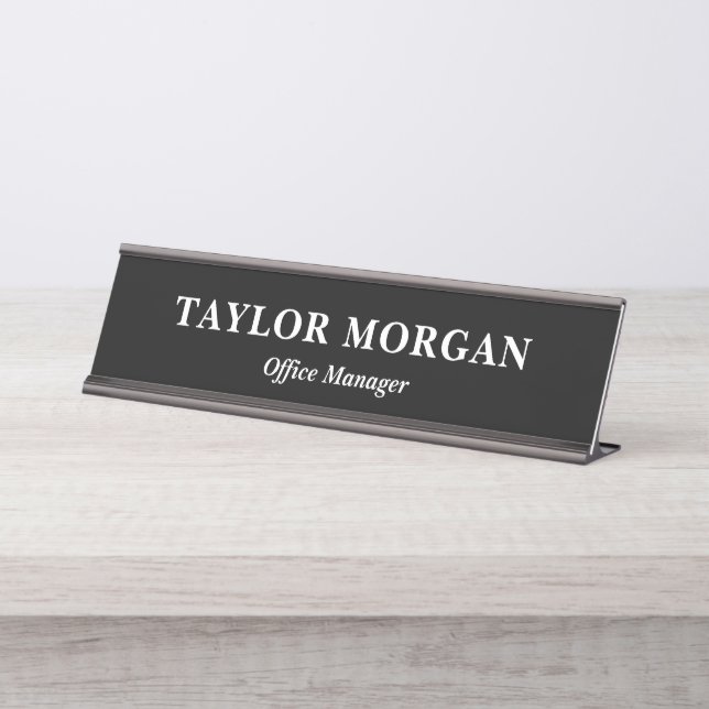 Custom Desk Name Plate with Name and Title (Front)